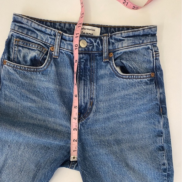 Reformation || Peyton High Rise Bootcut Cropped Jeans Mercer Wash Blue 26 - Picture 7 of 8
